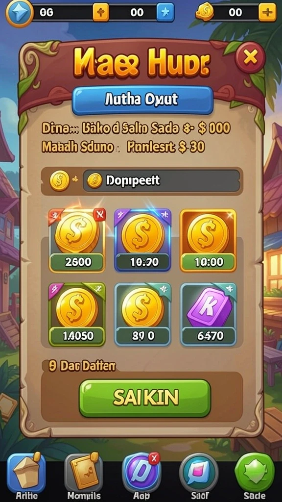 Screenshot mode permainan dengan berbagai pilihan menarik.